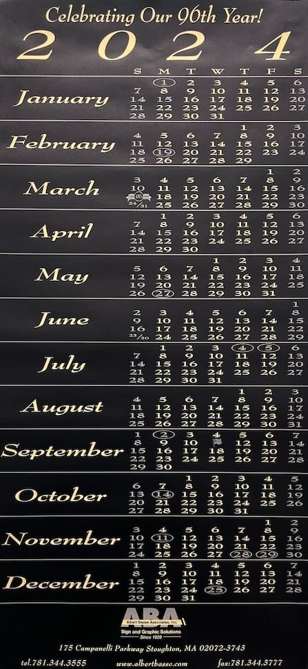 Albert Basse Associates Annual Calendar that is sent to current & past customers